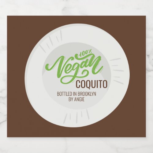Coquito Vegan Coconut Beverage Classic Round Stick Liquor Bottle Label