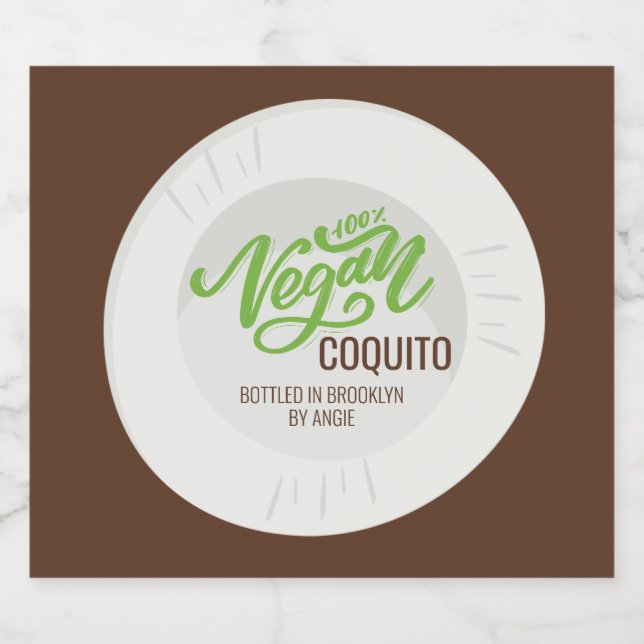 Coquito Vegan Coconut Beverage Classic Round Stick Liquor Bottle Label (Single Label)