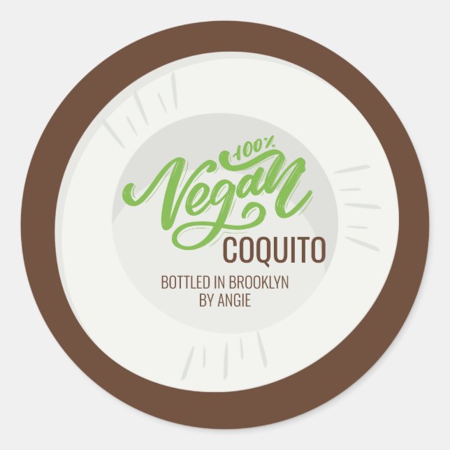 Coquito Vegan Coconut Beverage Classic Round Sticker (Front)
