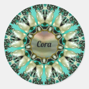 CORA ~ Bright Abstract Pattern ~ Personalized Classic Round Sticker
