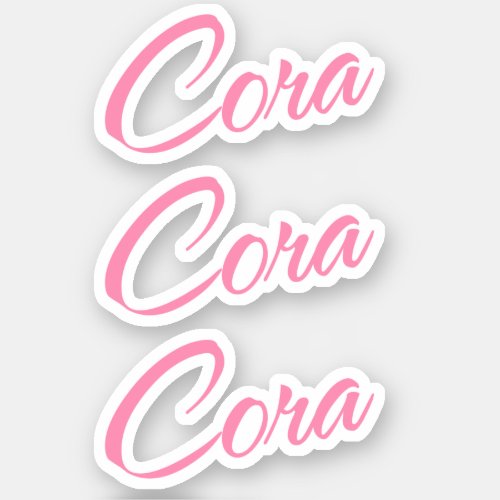 Cora Decorative Name in Pink x3 Sticker