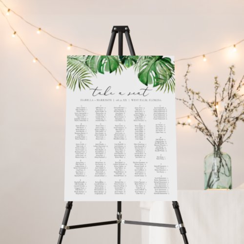 CORA Elegant Watercolor Palm Leaf Seating Chart Foam Board