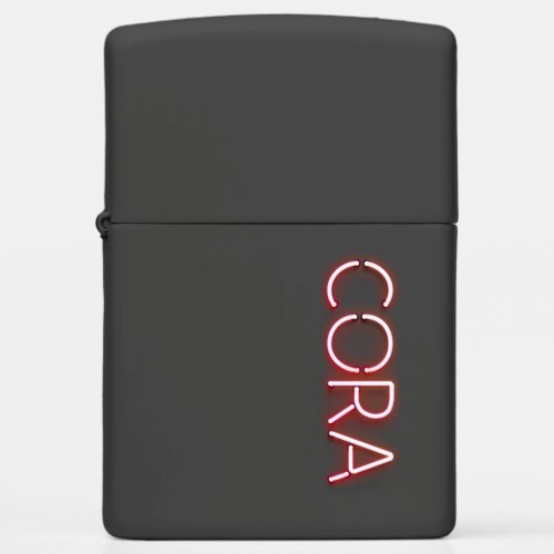 Cora name in glowing neon lights novelty zippo lighter