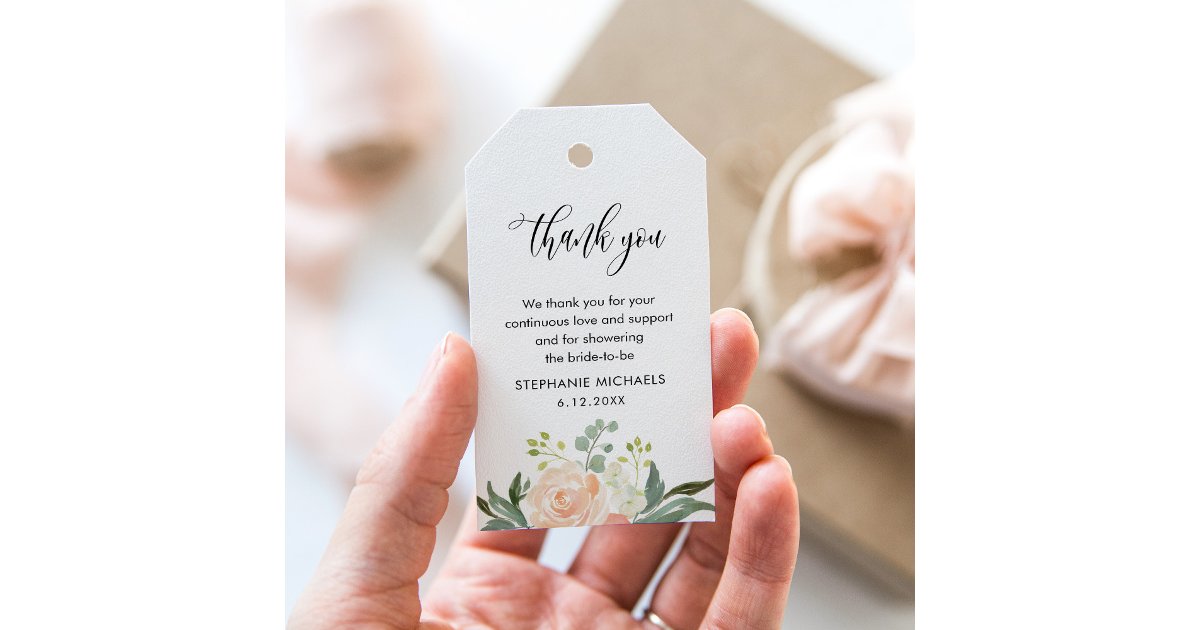 CORA Peach Floral Bridal Shower Favor Tag | Zazzle