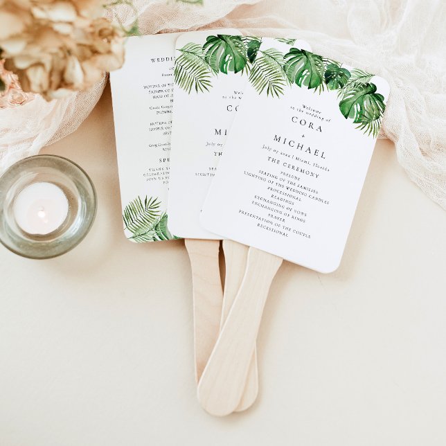 CORA Tropical Beach Destination Wedding Program Hand Fan (Creator Uploaded)