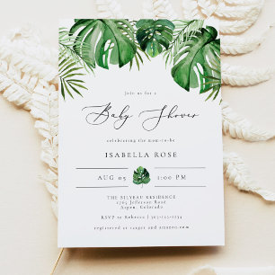CORA- Tropical Beach Palm Leaf Baby Shower Invitation