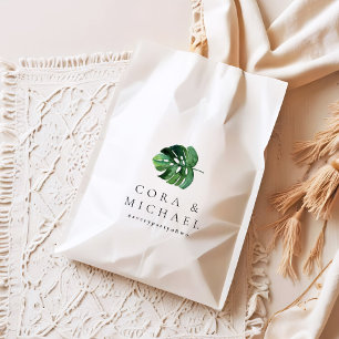 CORA Tropical Beach Palm Leaf  Destination Wedding Favor Bag