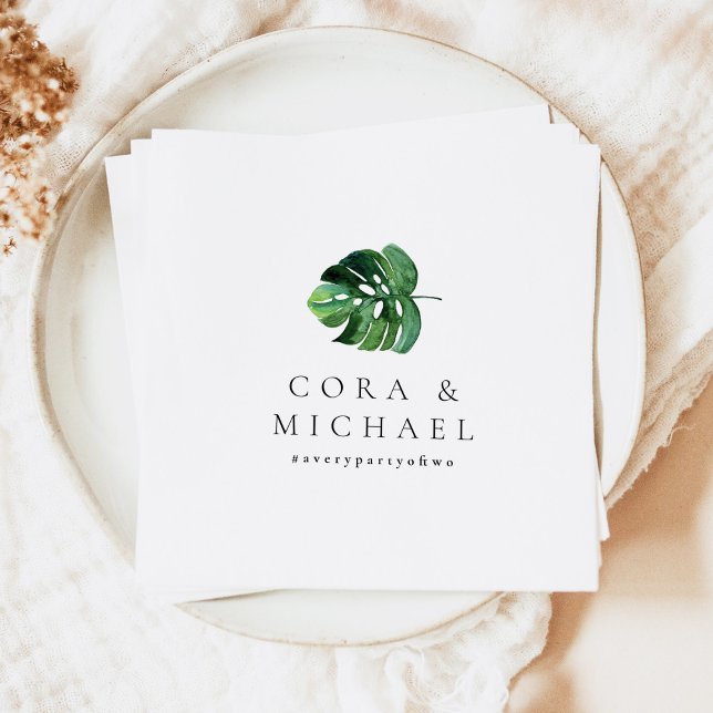 CORA Tropical Beach Palm Leaf  Destination Wedding Napkins (Creator Uploaded)