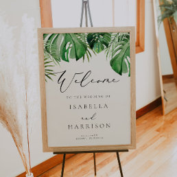CORA | Tropical Beach Palm Leaf Wedding Welcome Poster