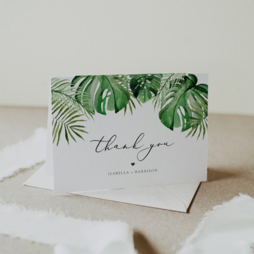 CORA Tropical Beach Palm Leaves Luau Themed Thank You Card