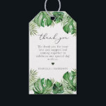 CORA Tropical Beach Watercolor Palm Leaf Island Gift Tags<br><div class="desc">This thank you favor tag features tropical watercolor palm leaves and an elegant script font. This thank you tag is perfect for your travel themed destination wedding, beach themed baby shower, luau bridal shower, or any other tropical special event. Easily edit *most* wording to meet the needs of your event....</div>