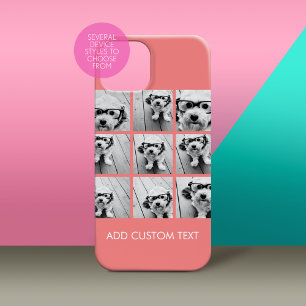 Coral 9 Photo Collage in a Modern Grid iPhone 15 Case