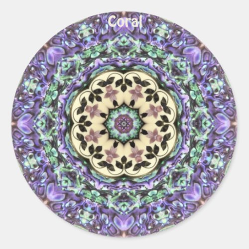 CORAL  ABALONE  Paua Shell Kaleidoscope Classic Round Sticker