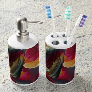 Coral Abstract Fractal Bath Accessory Sets