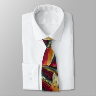Coral Abstract Fractal Tie