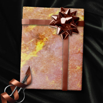 Coral Abstract | Orange Pink Peach Gold Splatter Wrapping Paper by Fharrynland at Zazzle