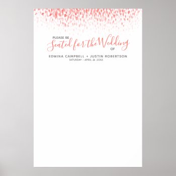 Coral Abstract Watercolor Diy Wedding Table Plan Poster by mylittleedenweddings at Zazzle