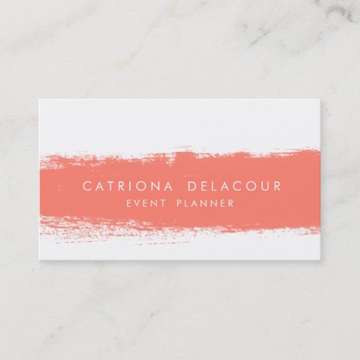 Customizable Coral Abstract Watercolor Splash Business Card