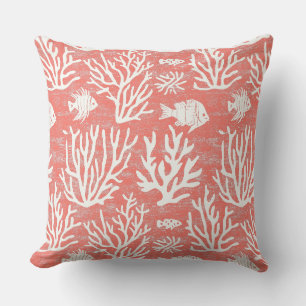Coral Accent Pillow Coastal Throw Pillows