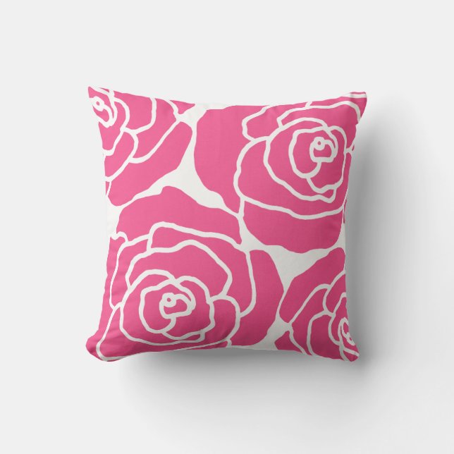 Coral Acrylic Roses Throw Pillow (Front)