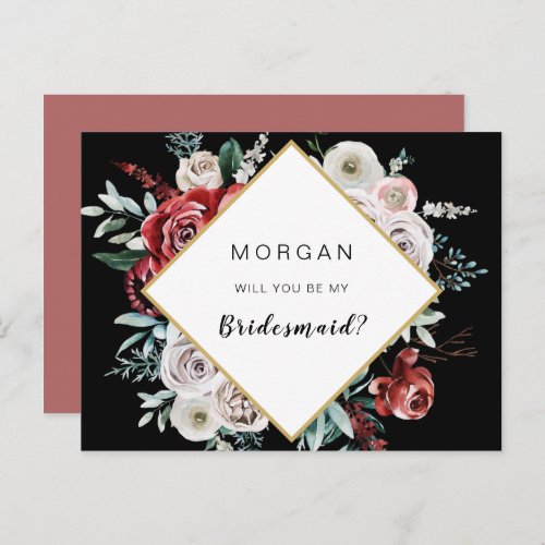 Coral Almond Floral Will You Be My Bridesmaid Postcard
