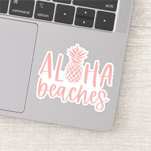 Coral Aloha Beaches Tropical Summer Pineapple Sticker