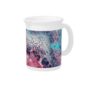 Coral and Aqua Acrylic Pour Colorful Abstract Beverage Pitcher