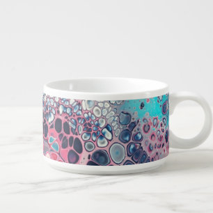 Coral and Aqua Acrylic Pour Colorful Abstract Bowl