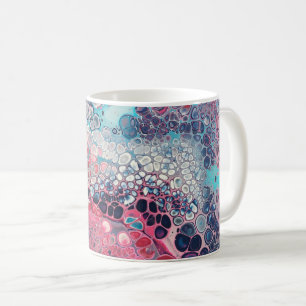 Coral and Aqua Acrylic Pour Colorful Abstract Coff Coffee Mug