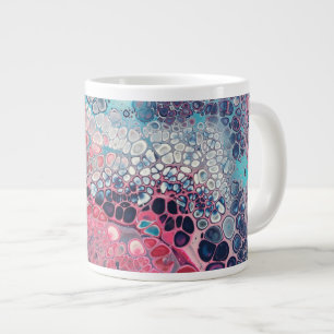 Coral and Aqua Acrylic Pour Colorful Abstract Giant Coffee Mug