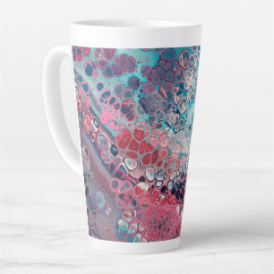 Coral and Aqua Acrylic Pour Colorful Abstract Latte Mug