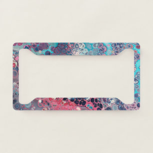 Coral and Aqua Acrylic Pour Colorful Abstract License Plate Frame