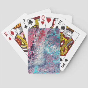 Coral and Aqua Acrylic Pour Colorful Abstract Poker Cards
