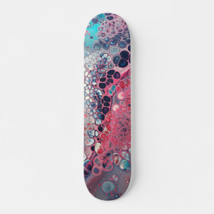 Coral and Aqua Acrylic Pour Colorful Abstract Skateboard