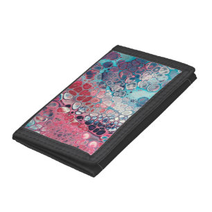 Coral and Aqua Acrylic Pour Colorful Abstract Trifold Wallet