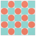 Coral and Aqua Circle Checkerboard Fabric