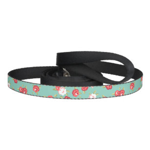 Coral and Aqua Dainty Floral Print Pet Leash
