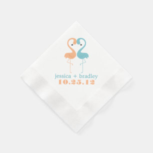 Coral and Aqua Flamingos Beach Wedding Napkins