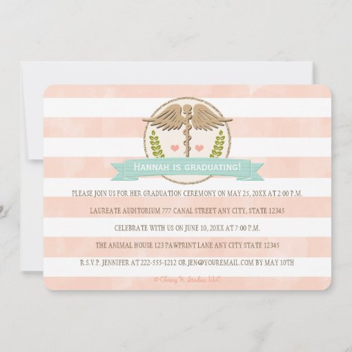 Coral and Aqua Vet School Graduation Announcements Zazzle