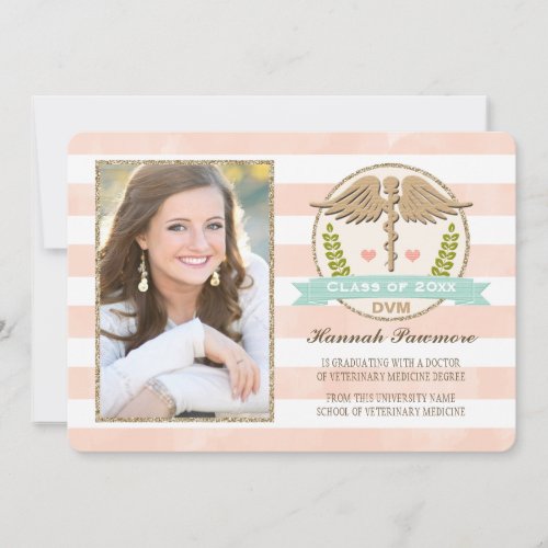 Coral and Aqua Vet School Graduation Announcements