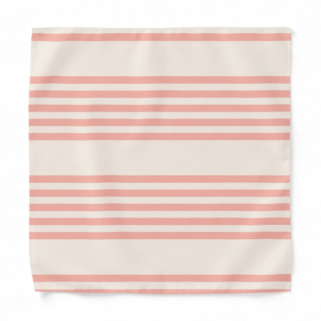 Coral and beige five stripe pattern bandana (Front)