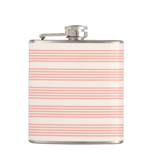 Coral and beige five stripe pattern flask (Front)