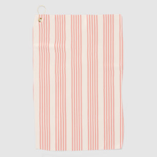 Coral and beige five stripe pattern golf towel