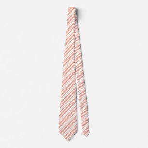 Coral and beige five stripe pattern neck tie