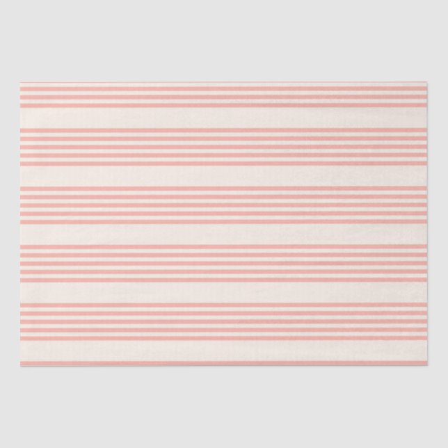 Coral and beige five stripe pattern tissue paper (Front)