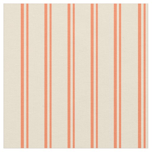 Coral and Beige Lines Pattern Fabric