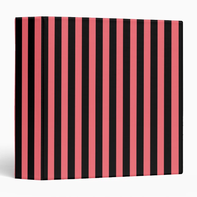 Coral and black candy stripes 3 ring binder (Front/Spine)