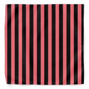 Coral and black candy stripes bandana