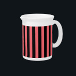 Coral and black candy stripes beverage pitcher<br><div class="desc">Coral and black candy stripes</div>
