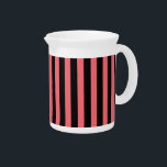 Coral and black candy stripes beverage pitcher<br><div class="desc">Coral and black candy stripes</div>
